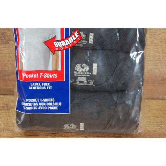 NWT 2006 Hanes (4) Pocket T-Shirts Big Men's 2XL Black Label Free Generous Fit - Picture 4 of 6